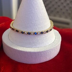 Stunning‎ 8 inch Gold Blue sapphire gemstone tennis Bracelet